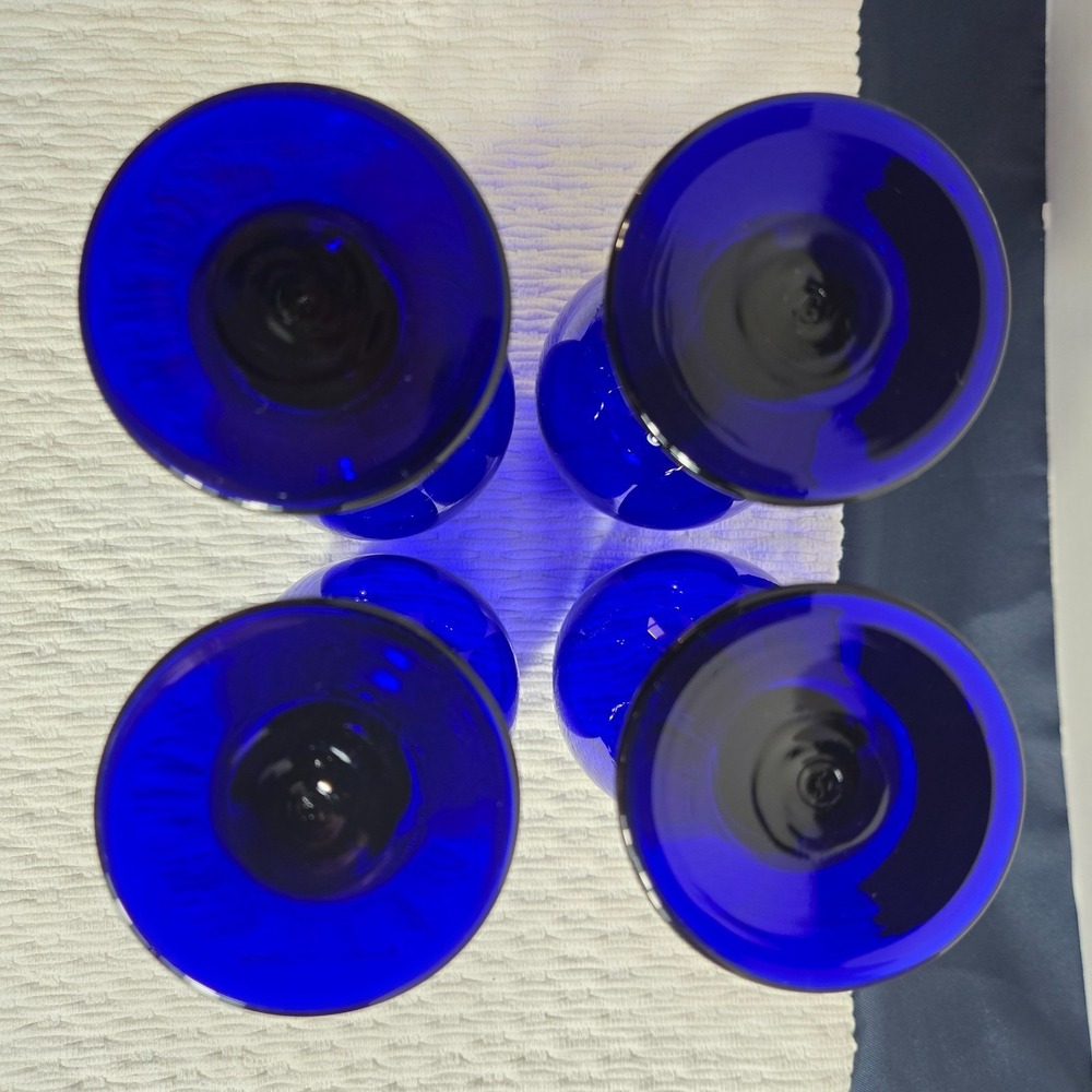 Vtg Libbey Premiere Cobalt Blue Water/Wine Glass Goblets 7.25" 12 oz Set Of 4 - Picture 6 of 10